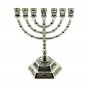 Menorah Candle Holder 12 Tribes Silver Color Jewish Hanukkah Holy Land Jerusalem