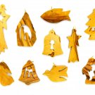 10 Pcs Olive Wood Christmas Tree Ornaments Pendants Hand Made Holy Land