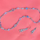 Light Blue Swarovski Crystal, Silver and Bugle beads Set