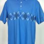 TOP FLITE Mens Golf Polo Sz L Blue, Short Sleeve Diamond Pattern Shirt