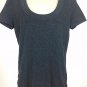 Ann Taylor Womens Charcoal Gray Short Sleeve Scoop Neck Knit Top Sz M