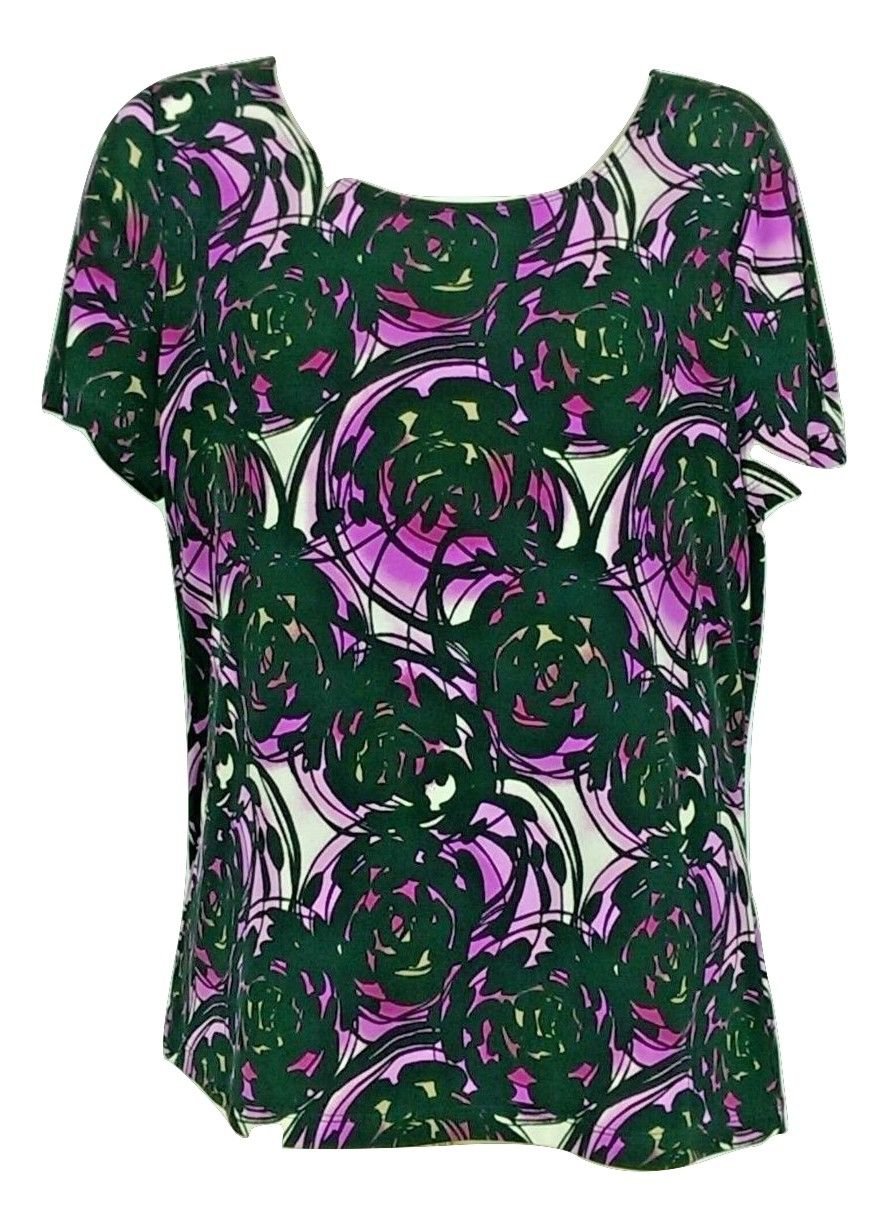 East 5th Essentials Women's Blouse Top Pink Black Floral Sz M
