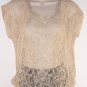 ULTRA PINK Womens Small Beige Lace Short Sleeve See Through Top Shirt (S)
