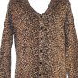 Sag Harbor Petite Small (PS) Womens Long Sleeve Button Down Leopard Print Top