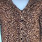 Sag Harbor Petite Small (PS) Womens Long Sleeve Button Down Leopard Print Top