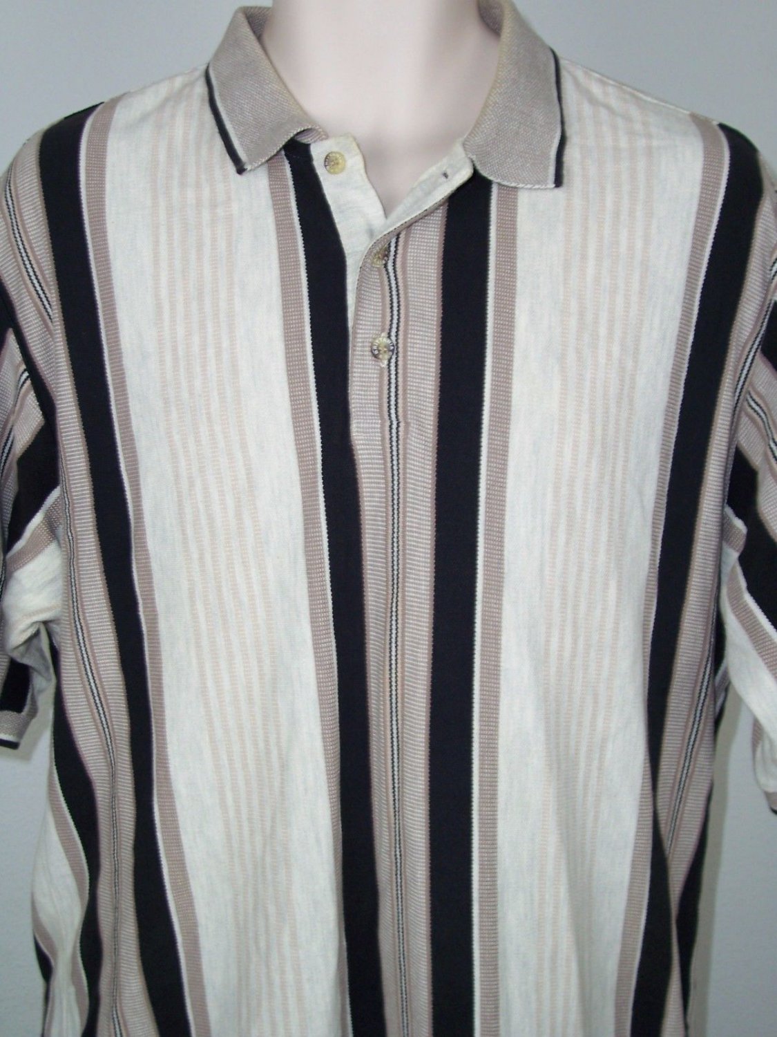 Brittania Men's Vintage Polo Shirt Sz Large Striped Multicolor Short Sleeve
