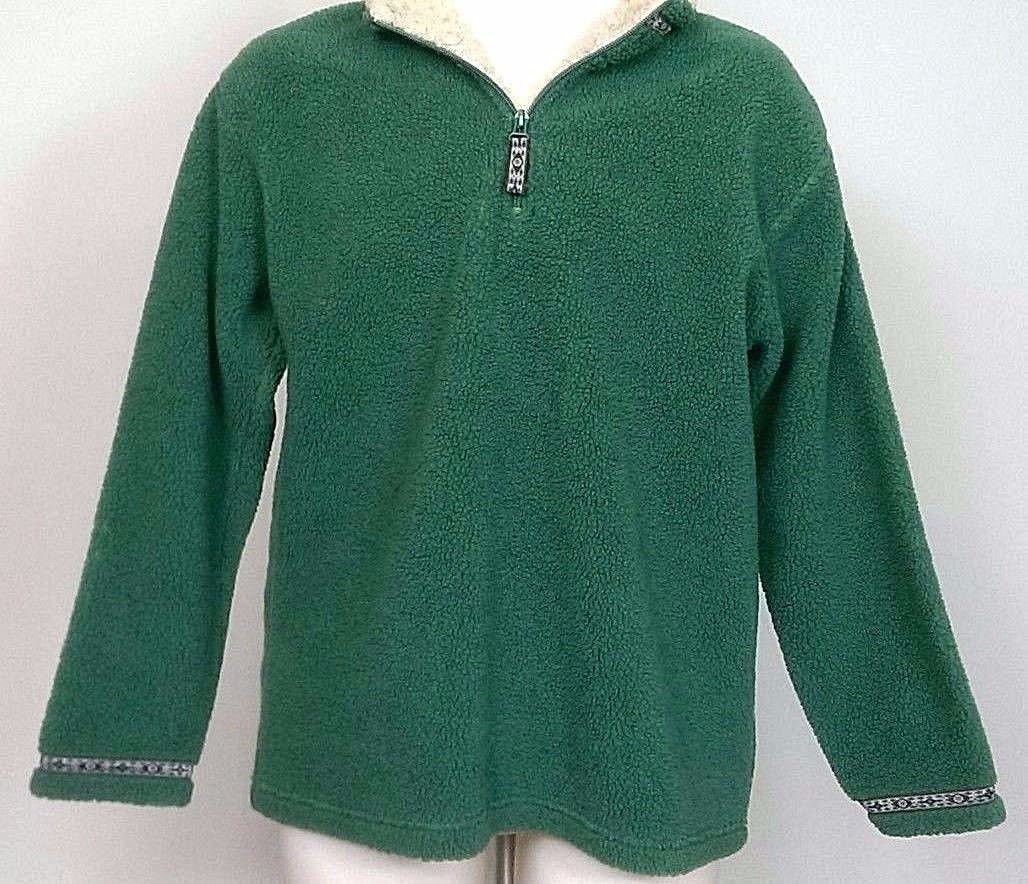 CABELA'S Heavy Fleece Green Pullover 1/4 Zip Sz M