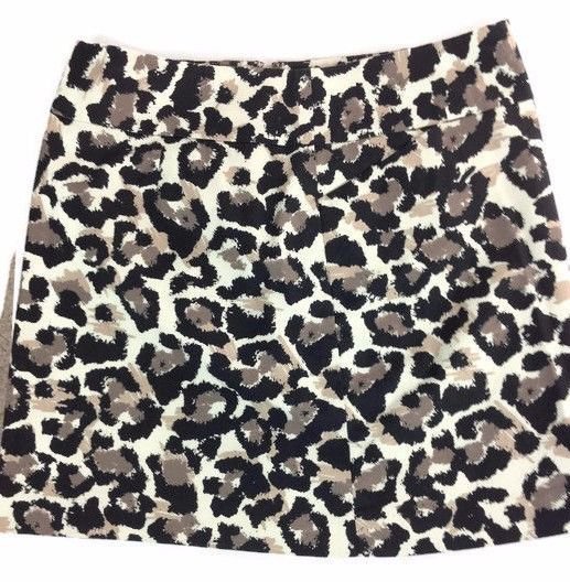 Ann Taylor LOFT Black, White, Tan Cheetah Leopard Animal Print Skirt Sz 4