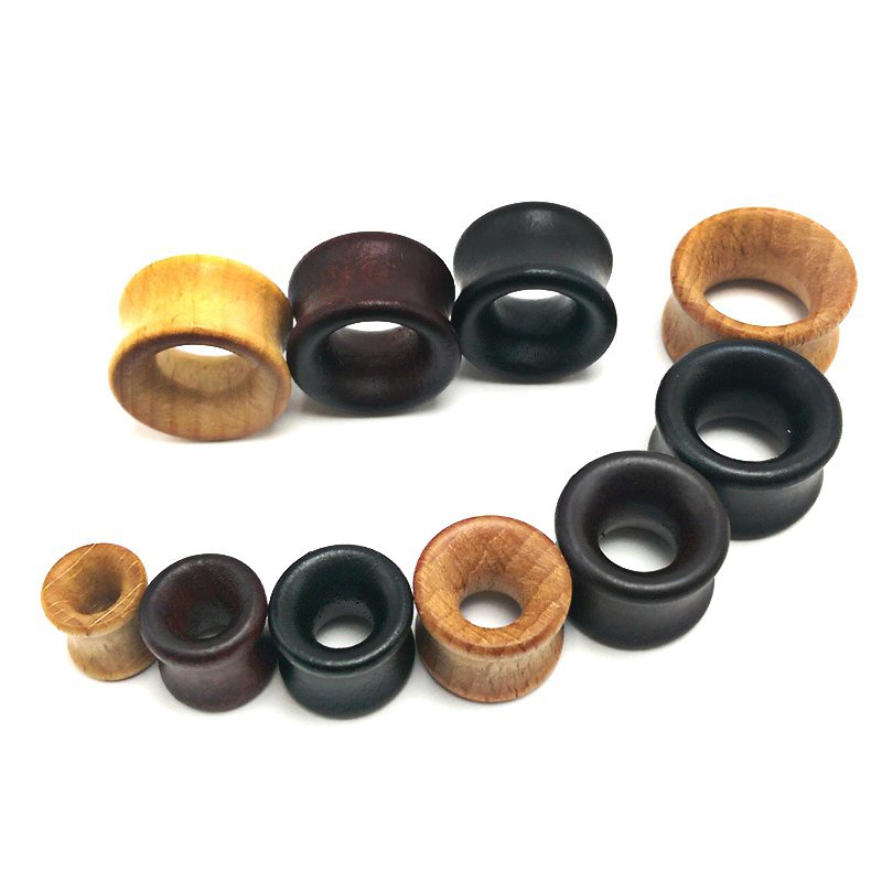 1 Pair Piercing Ear Expander Natural Wooden Plugs Gaug