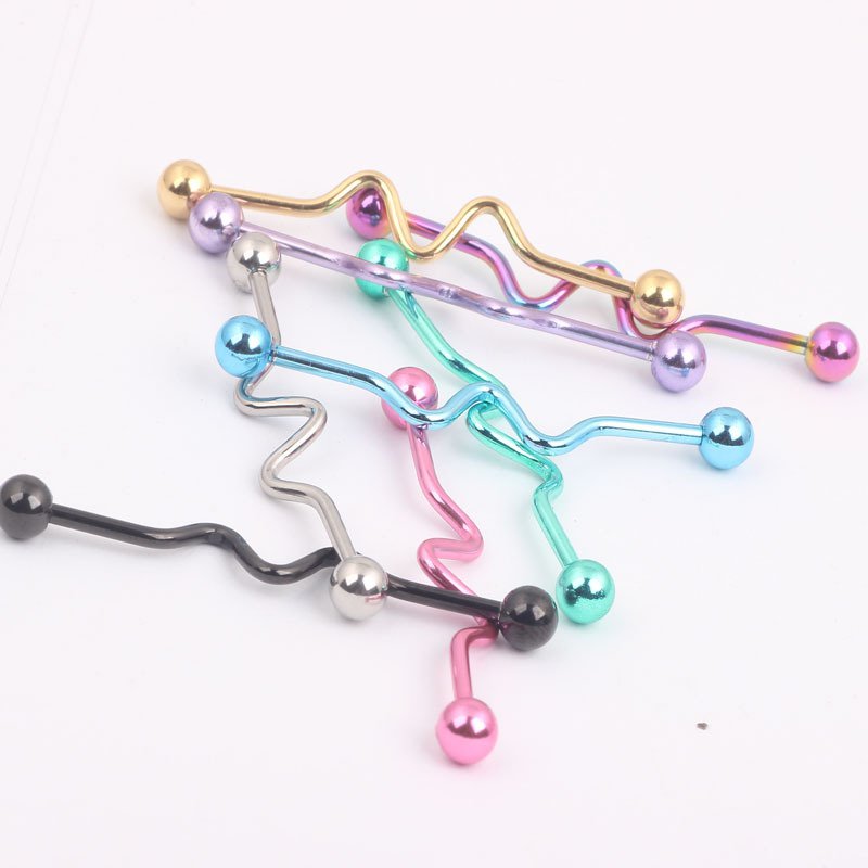 2017 New Titanium Steel Tongue Piercing Curved Barbell Titanium Piercings T