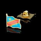 The Democratic Republic of the Congo Novelty Flag Pattern Gold Plated Brooc