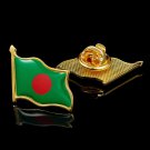 Bangladesh National Color Flag Lapel Pin Solid Metal Flag Lapel Pin-Gold Tone