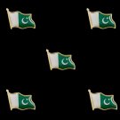 5PCS Pakistan Islamic Dark Green and White Waving National Flag Lapel Pins Friendship