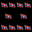 10PCS Lao Enamel Asian Flag Lapel Pins Hat Cap Tie Pin Badge Gift Souvenir Badge 1.9cm*2.1cm