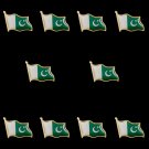 10PCS Pakistan Islamic Waving Friendship Country Nation Patrotism Gold Plated Flag Lapel