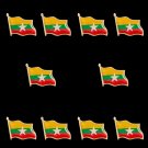 10PCS Myanmar Zinc Alloy National Flag Lapel Pins brooch Badge Emblem