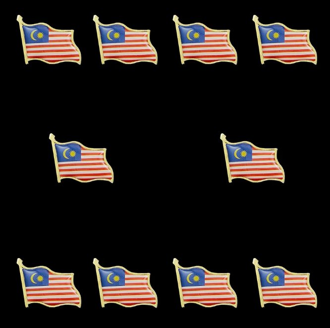 10PCS Pride Pin Malaysia Flag Waving Lapel Pin Brooch Decoration for Clothes/ Bags