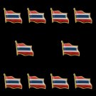 10PCS Thailand Flag Waving 3D Lapel Pins Hat Tie Tack Badge Pin Brooch Badge