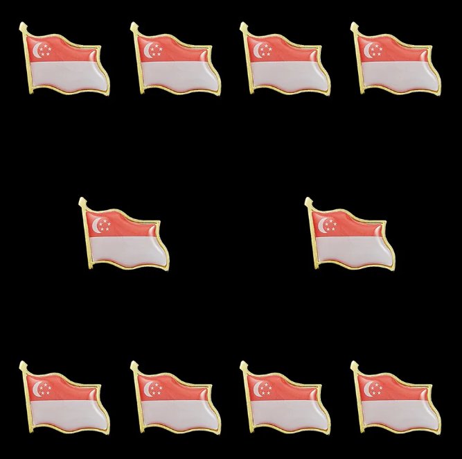 10PCS Singapore National Flag Lapel Pin Collar Pins for Men Safety Pin Style Tie Bar