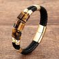 Tiger Eye Bracelet Men Stone | Tiger Stone Leather Bracelet - High Qua