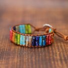 Chakra Bracelet Jewelry For Men Handmade Multicolor Natural Stone Tube