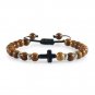 Men Women Braided Bracelet 8mm Natural Stone Christian Bless Jesus Cro