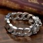S925 Silver Leopard Horsetail Woven Double Leopard Head Bracelet Aggre