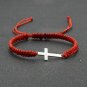 Cross Leather Red Black Braided Rope String Charm Bracelet Men Handmad