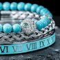 3pcs/set Luxury Bracelets Men&Women CZ Leopard head Handmade Enamel Ro