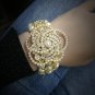 Luxury Handmade Elastic Pearl Crystal Camellia Flower Bangle Jewelry F
