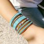 Turquoise Leather Braided Stone Bracelet | Turquoise Natural Stone Bra