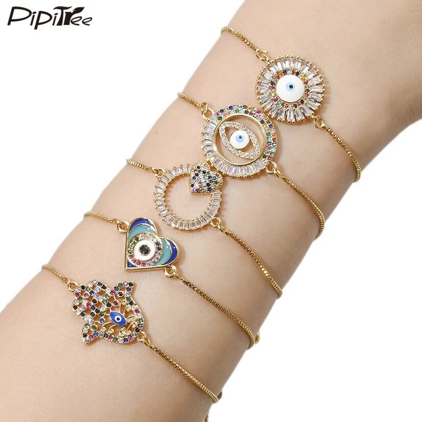Hamsa Hand Evil Eye Bracelet Turkish Eye Bracelets Women Enamel Ey