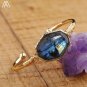 Flash Labradorite Stone Bracelet For Women Octagonal Stone Beads Cuff