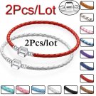 2pcs/lot Luxury Leather Chain Bracelets Fit Handmade Beads Charms Brac