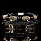 Luxury Set Stainless Steel Bracelets Men Double Leopard Head Handmade