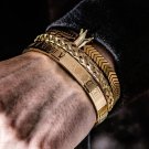 3pcs/set Crown Handmade Men Hematite Bracelet Roman Numeral Hemp Rope