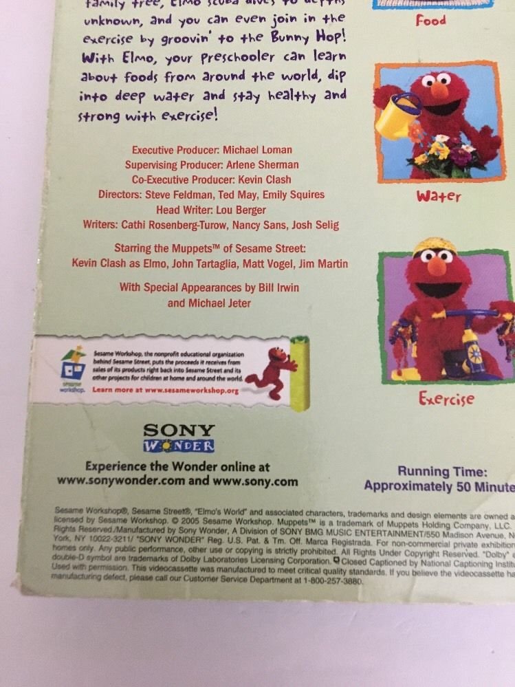 Sesame Street-Elmo's World-Food,Water & Exercise[VHS]-TESTED-RARE-SHIPS ...