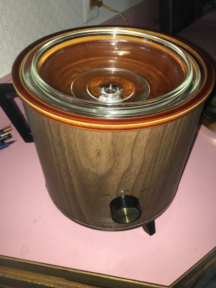 rival crock pot brown wood