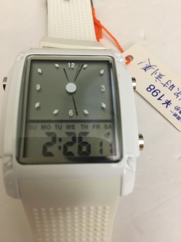Watch Adult/Children LED Digital Analog Alarm Waterproof Rubber Wristwatch White