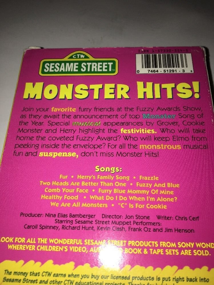 Sesame Street - Monster Hits (VHS, 1996) No Poster-Like New-RARE ...