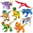 8pcs Set Dinosaurs Lot Toys Jurassic World Figure Bricks Gift T-Rex Velociraptor