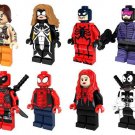 8 PCS Set Spiderman Whiplash Spider Woman Girl Venom Deadpool Figures Bricks Toy