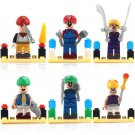 6 PCS Set Mario Bros Lot Figures Luigi Mushroom Super Hero Block Bricks Toys Hot