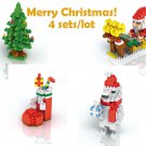 4 set Nano Building Blocks Gift Christmas Sock Santa Claus figures Bear Tree Toy