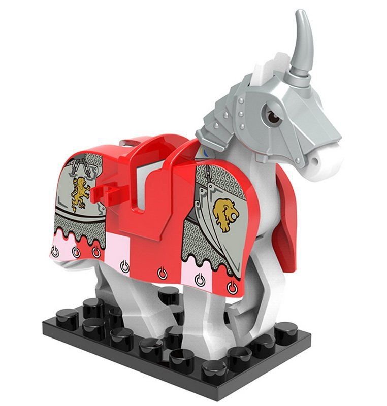 5 Sets Lot Red Armored Horses (White) Figures Game of Thrones Castle Bricks Toys
