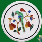 12" Marble Side Table Top Makrana Stone Pietra dura Handmade Work Home Decor.