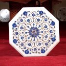12" White Marble Side Coffee Table Top Marquetry Inlay Mosaic Home Decor