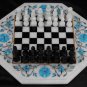 12" White Marble Chess Coffee Table Top Marquetry Inlay Art.