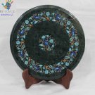 12" Round Marble Coffee Table Top Handmade Pietra Dura Peacock Design Art.