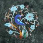 12" Round Marble Coffee Table Top Handmade Pietra Dura Peacock Design Art.
